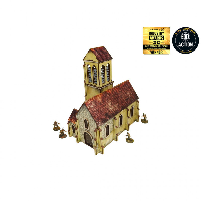 Warlord Games® Bolt Action Bâtiment église Normandie WW2 pré peint (HDF) 1:56 référence H00132