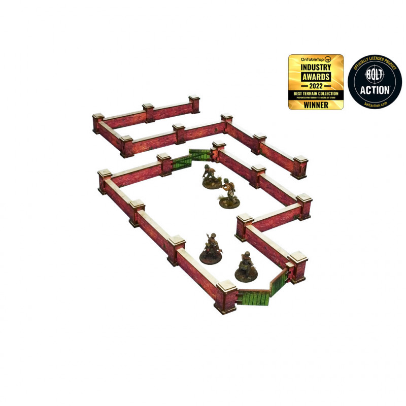 Warlord Games® Bolt Action Mur bas modulaire de Normandie WW2 pré peint (HDF) 1:56 référence H00133