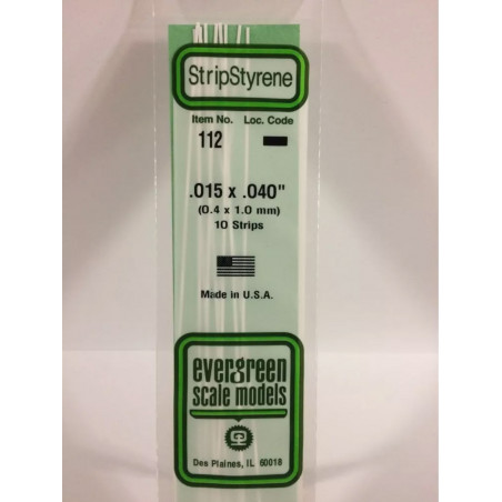 Evergreen® Profilé plastique n°112 baguette dimensions 360 x 0,38 x 1,00 mm (x10)