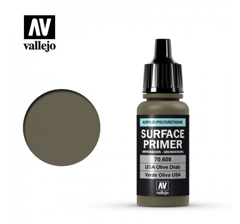 Surface Primer Vallejo USA Olive Drab. Apprêt Vallejo 70608 17 ml