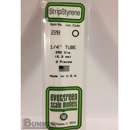 Evergreen® Profilé plastique n°228 baguette tube dimensions 360 x 6,3 mm (x3)