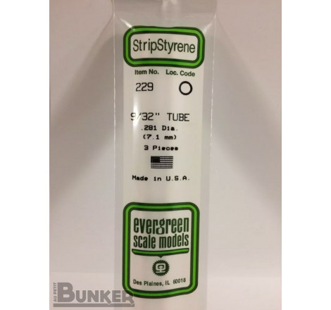Evergreen® Profilé plastique n°229 baguette tube dimensions 360 x 7,1 mm (x3)