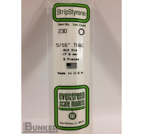 Evergreen® Profilé plastique n°230 baguette tube dimensions 360 x 7,9 mm (x3)