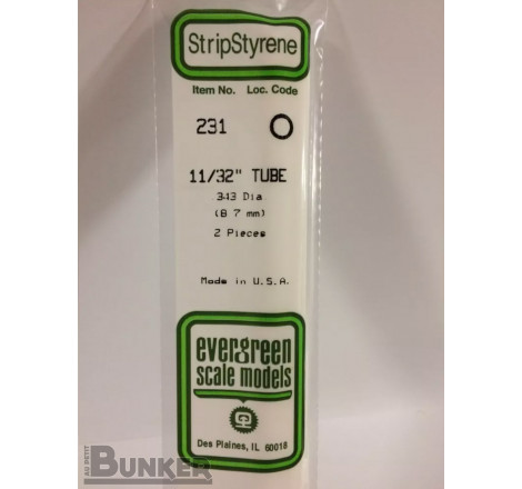 Evergreen® Profilé plastique n°231 baguette tube dimensions 360 x 8,7 mm (x2)