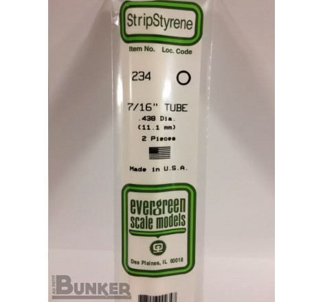 Evergreen® Profilé plastique n°234 baguette tube dimensions 360 x 11,1 mm (x2)