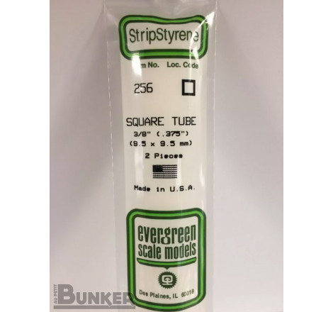 Evergreen® Profilé plastique n°256 baguette tube carré dimensions 360 x 9,5 x 9,5 mm (x2)