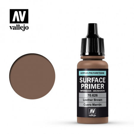 Surface Primer Vallejo Leather Brown. Apprêt Vallejo 70626 17 ml
