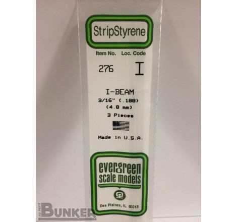 Evergreen® Profilé plastique n°276 baguette profilée en I dimensions 360 x 4,8 mm (x3)