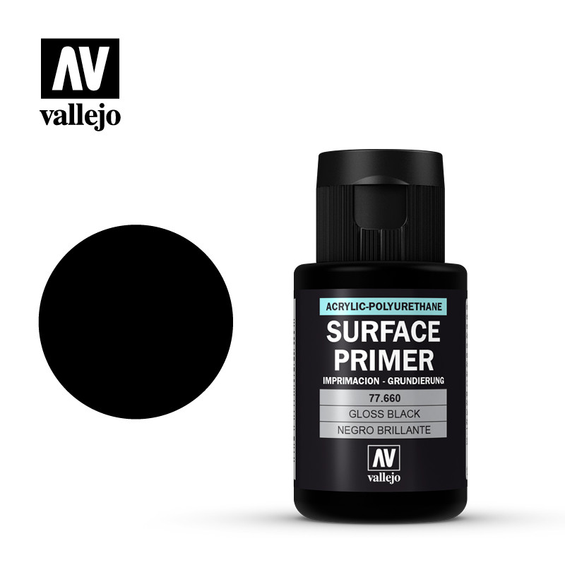 Surface Primer Vallejo Gloss Black. Apprêt Vallejo 77660 32 ml