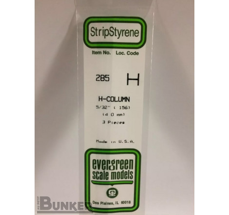 Evergreen® Profilé plastique n°285 baguette profilée en H dimensions 360 x 4,0 mm (x3)