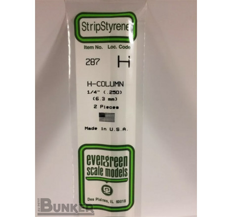 Evergreen® Profilé plastique n°287 baguette profilée en H dimensions 360 x 6,3 mm (x2)