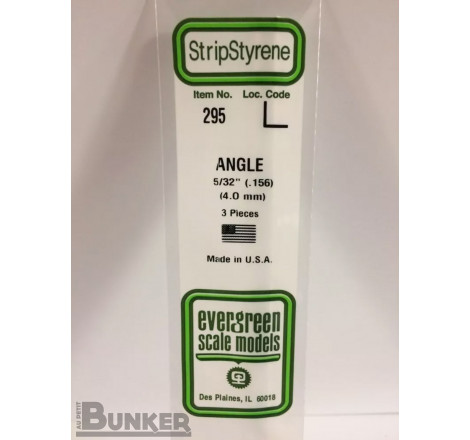 Evergreen® Profilé plastique n°295 baguette profilée en L (angle) dimensions 360 x 4,0 mm (x3)