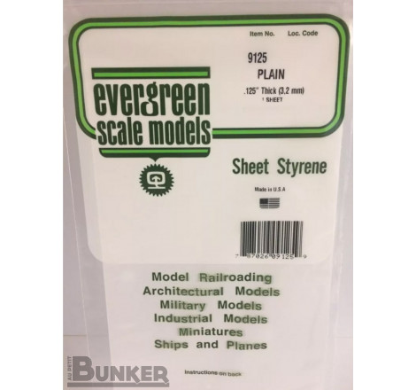 Evergreen® Profilé plastique n°9125 plaques blanches dimensions 304 x 3,2 x 152 mm (x1)