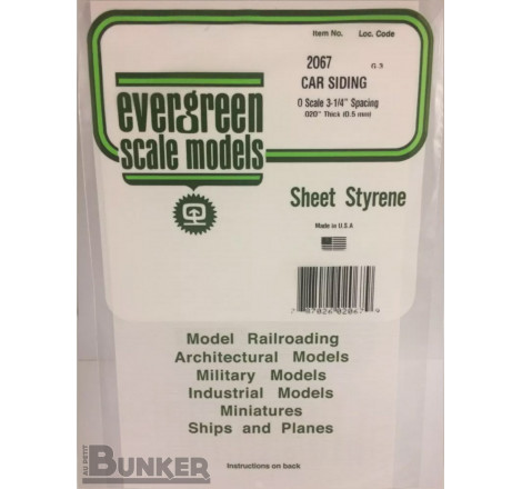 Evergreen® Profilé plastique n°2067 plaque rainurée "car siding" 0.50 x 1.69 x 150 x 300 mm échelle 0