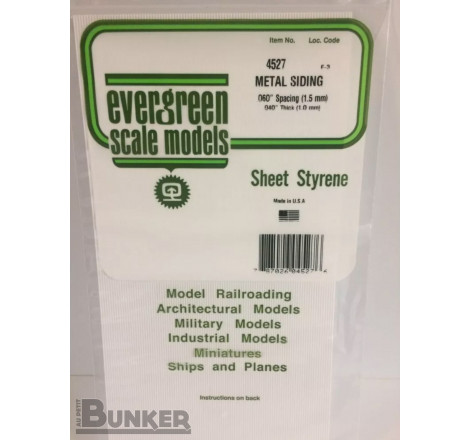Evergreen® Profilé plastique n°4527 plaque type métal ondulé 1.0 x 1.5 x 152 x 304 mm