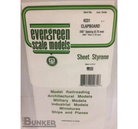 Evergreen® Profilé plastique n°4031 plaque rainurée en escalier 1.0 x 0.75 x 152 x 304 mm