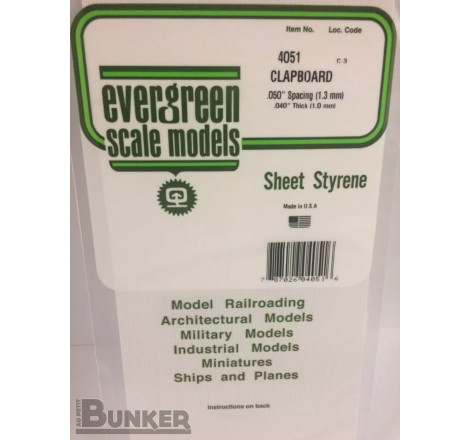 Evergreen® Profilé plastique n°4051 plaque rainurée en escalier 1.0 x 1.3 x 152 x 304 mm