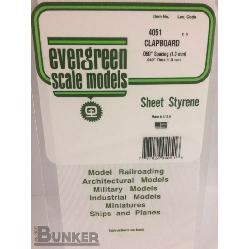 Evergreen® Profilé plastique n°4051 plaque rainurée en escalier 1.0 x 1.3 x 152 x 304 mm