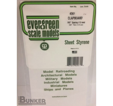 Evergreen® Profilé plastique n°4061 plaque rainurée en escalier 1.0 x 1.5 x 152 x 304 mm