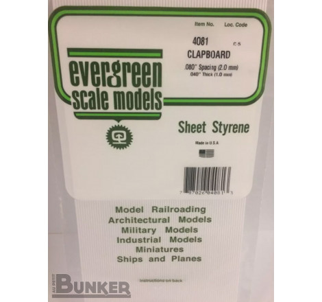 Evergreen® Profilé plastique n°4081 plaque rainurée en escalier 1.0 x 2.0 x 152 x 304 mm