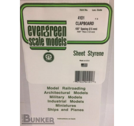 Evergreen® Profilé plastique n°4101 plaque rainurée en escalier 1.0 x 2.5 x 152 x 304 mm