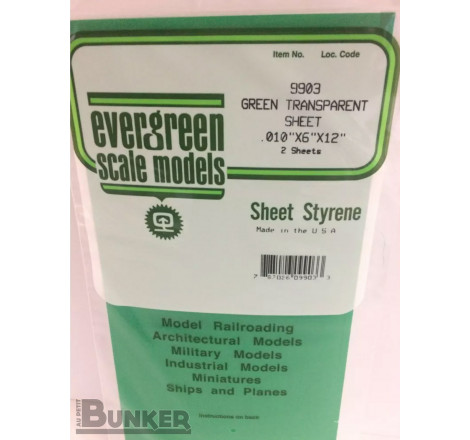 Evergreen® Profilé plastique n°9903 plaque verte transparente 0.25 x 152 x 304 mm (x2)