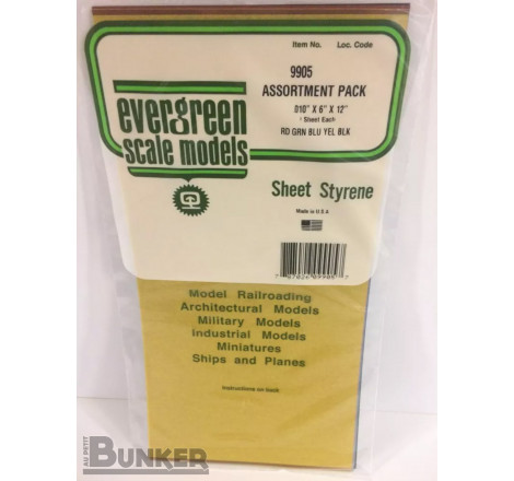 Evergreen® Profilé plastique n°9905 assortiment de  plaques transparentes 0.25 x 152 x 304 mm (x5)
