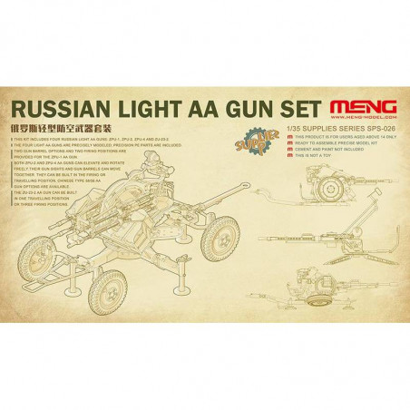Meng® Maquette militaire set de canons légers anti-aériens Russe AA GUN (x4) 1:35 référence SPS-026