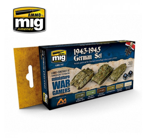 Ammo® Set de peinture camouflage allemande seconde guerre mondiale 1943-1945 référence A.MIG-7117