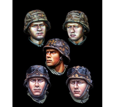 Alpine Miniatures® H024 Set de 5 têtes de soldats allemands de la Waffen-SS 1:35
