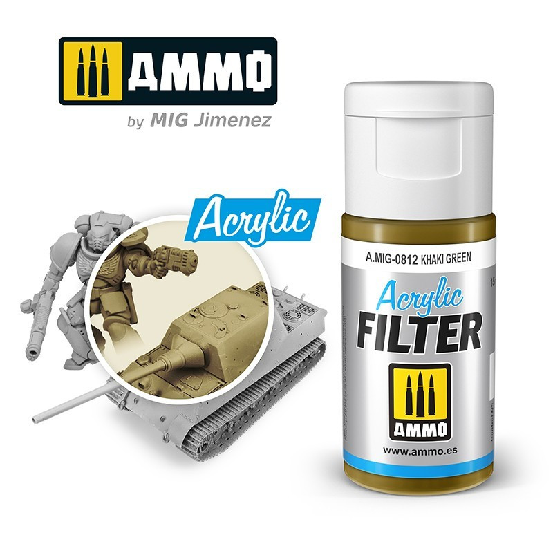 Ammo® Filtre acrylique Khaki Green référence A.MIG-0812