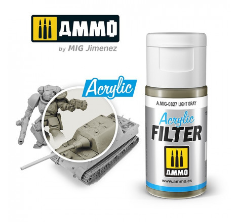 Ammo® Filtre acrylique Light Gray référence A.MIG-0827