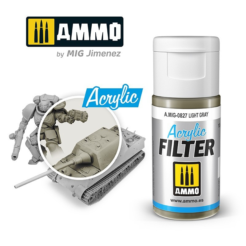 Ammo® Filtre acrylique Light Gray référence A.MIG-0827