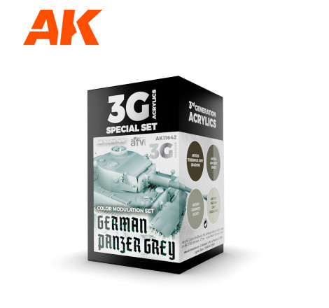 AK® Set de peinture 3G modulation German Panzer Grey référence AK11642