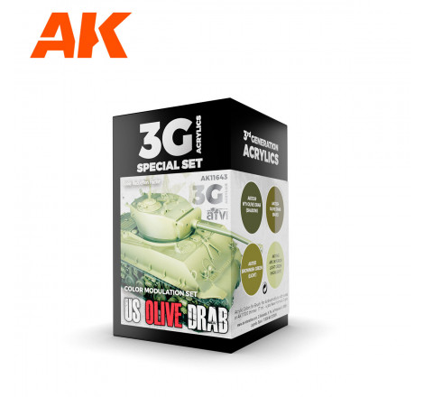 AK® Set de peinture 3G modulation US Olive Drab référence AK11643