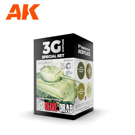 AK® Set de peinture 3G modulation US Olive Drab référence AK11643