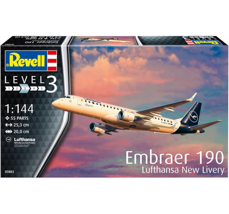 Revell® Maquette avion de ligne Embraer 190 Lufthansa New Livery 1:144 référence 03883