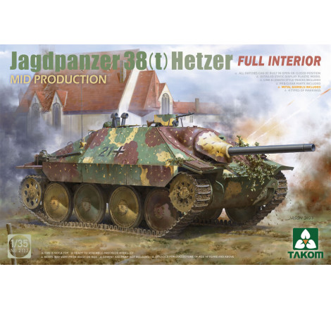 Takom® Maquette militaire Jagdpanzer 38(t) Hetzer (milieu de production) + intérieur 1:35 référence 2171
