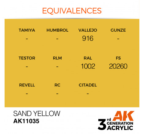 équivalence jaune sable sand yellow AK® AK11035
