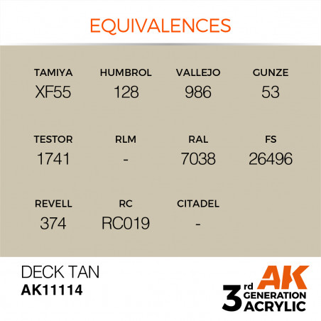équivalence peinture deck tan AK11114