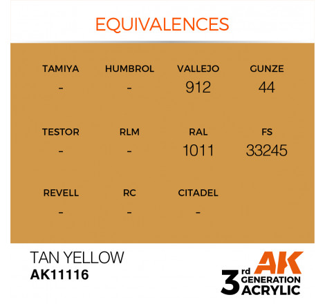 équivalence peinture tan yellow AK11116
