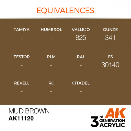 équivalence peinture mud brown AK11120