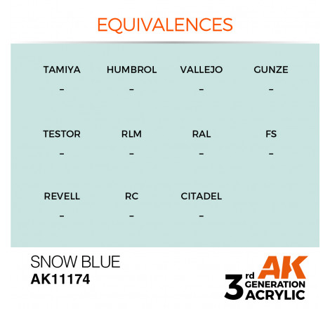 équivalence peinture snow blue AK11174