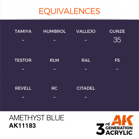équivalence peinture amethyst blue AK11183