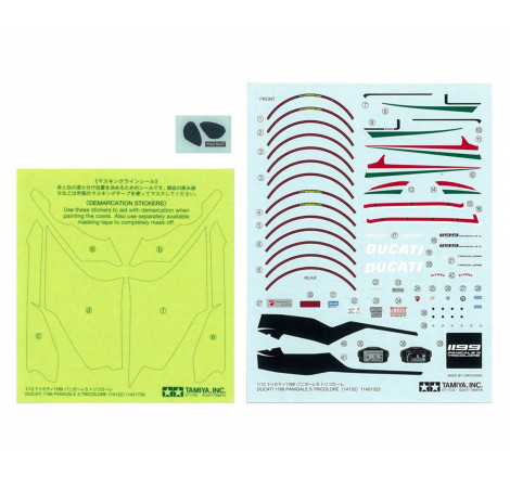 Maquette Tamiya Moto Ducati 1199 Panigale S Tricolore 1/12 avec décalcomanies inclus.