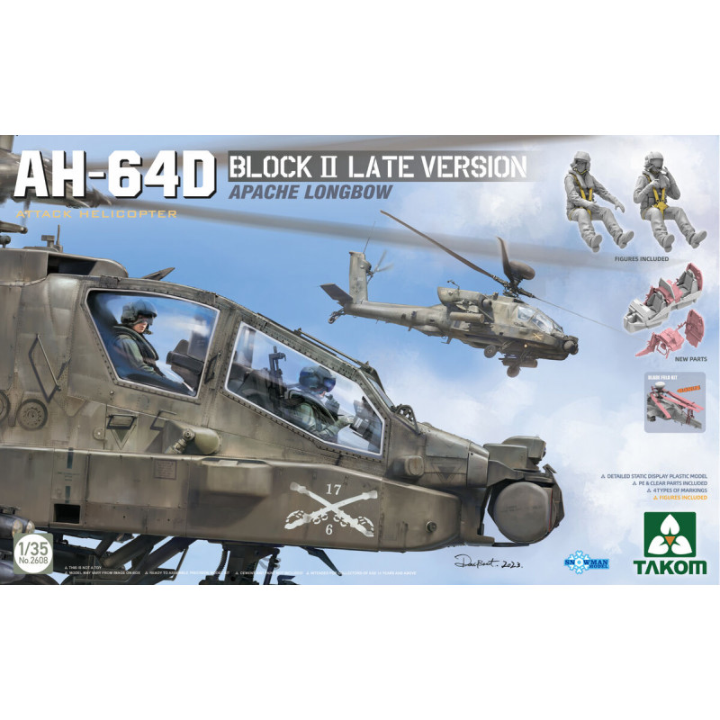 Takom® Maquette hélicoptère Apache AH-64D (Block II version tardive) 1:35 référence 2608