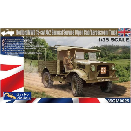Gecko Models® Maquette militaire véhicule Bedford MWD 15-cwt 4x2 General Service (cabine ouverte) 1:35 référence 35GM0025