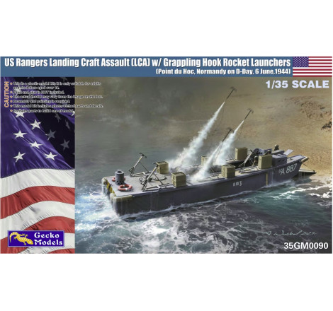 Gecko Models® Maquette US Rangers Landing Craft Assault (LCA) avec lance-roquettes à grappin 1:35 35GM0090