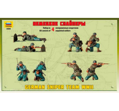 Zvezda® Set de 4 tireurs d'élites allemands époque seconde guerre mondiale 1:35