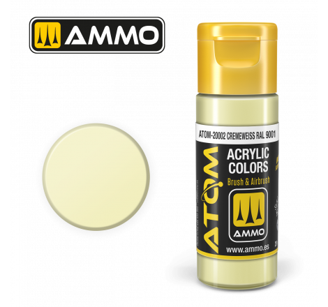 Ammo® Peinture acrylique ATOM Cremeweiss RAL 9001 référence ATOM-20002